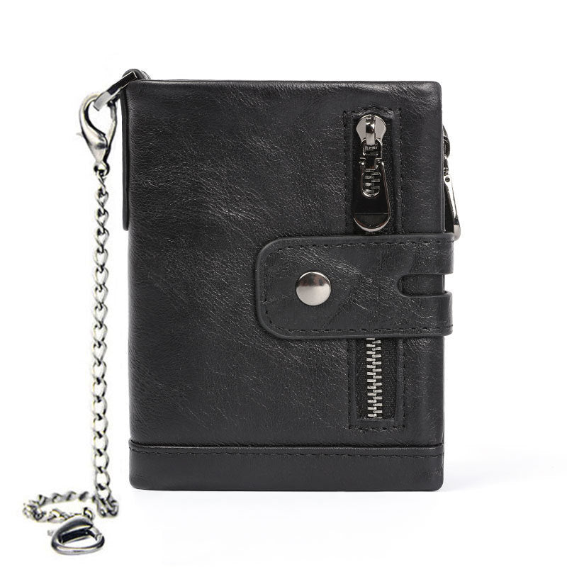 Luxurious Genuine Leather Wallet for Men – RFID Protection, Zipper Coin Pocket, Cowhide Bifold Design