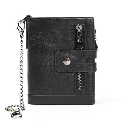 Luxurious Genuine Leather Wallet for Men – RFID Protection, Zipper Coin Pocket, Cowhide Bifold Design
