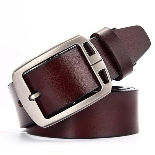 Fashion Men Genuine Leather Adjustable Pin Buckle Belt