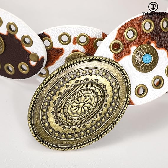 Women's Wide Turquoise Concho Disc Belt