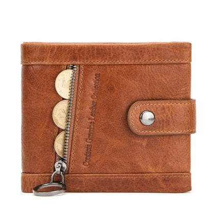 RFID Blocking Crazy Horse Leather Men’s Wallet with Vintage Style and Secure Compartments