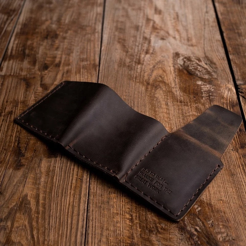 Personalized Retro Day Dreamer Horse Leather Trifold Wallet – Genuine Cowhide