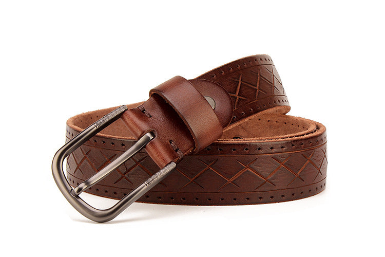 Men's Leather Pin Buckle Belt – Head Layer Cowhide