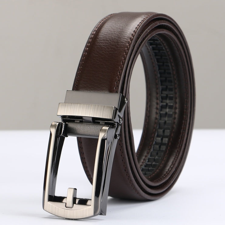 Adjustable Holeless Leather Statement Belt