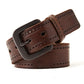 Natural Leather Belt with Matte Metal Buckle