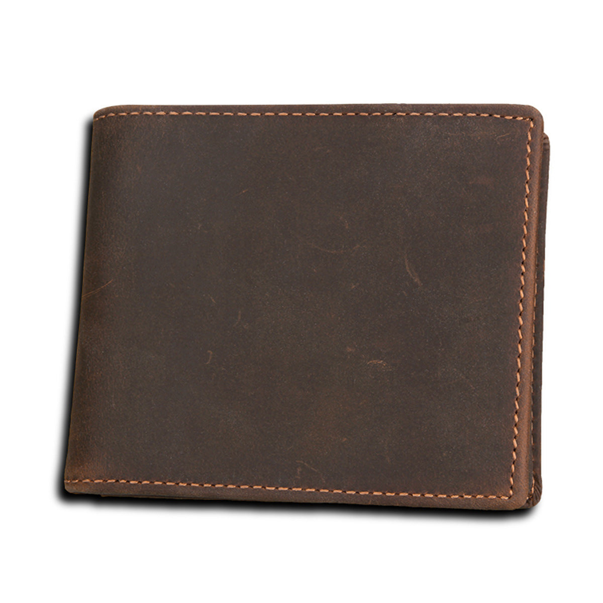 RFID Blocking Crazy Horse Leather Men’s Short Casual Wallet with Multiple Compartments