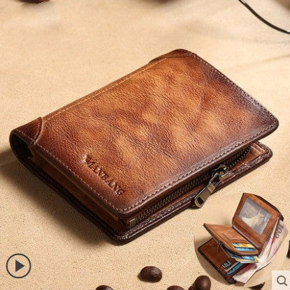 Men’s Leather Trifold Wallet | Compact Non-Woven Design with Organized Storage