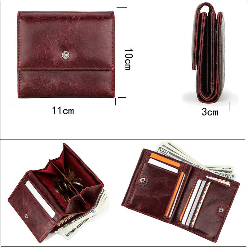 Randy RFID Leather Small Bifold Wallet for Women – Genuine Cowhide