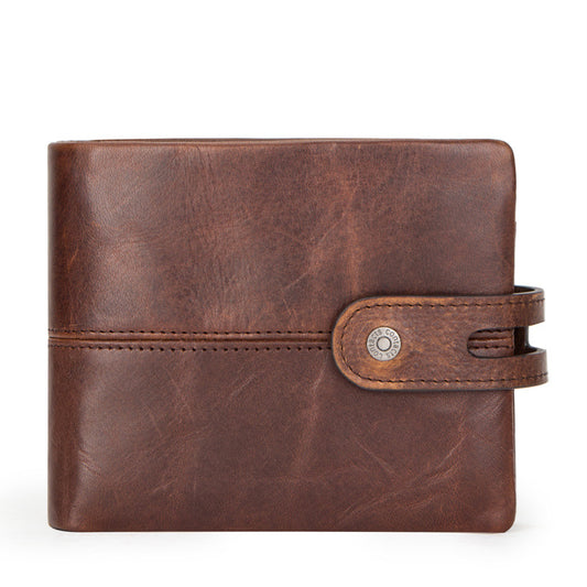 Black Angel Factory Source RFID Anti-theft Brushed Leather Men's Wallet Fashion Trend Cross-border Men's Bag Cross-border Delivery