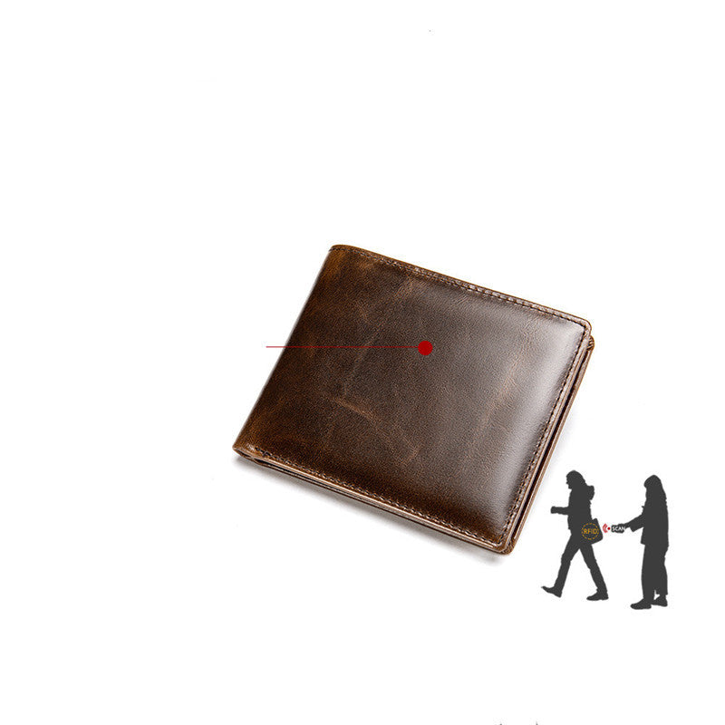 Men’s Business Multi-Card Leather Wallet – Anti-Magnetic, Vintage Short Wallet