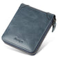 Men’s Short Leather Wallet – First Layer Cowhide, Zipper Design