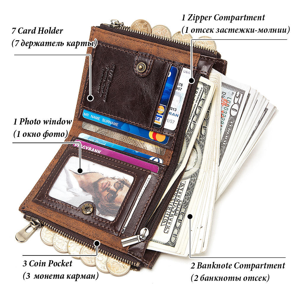 Men’s Wallet Anti-theft RFID Leather Wallet – Multifunctional Street Style
