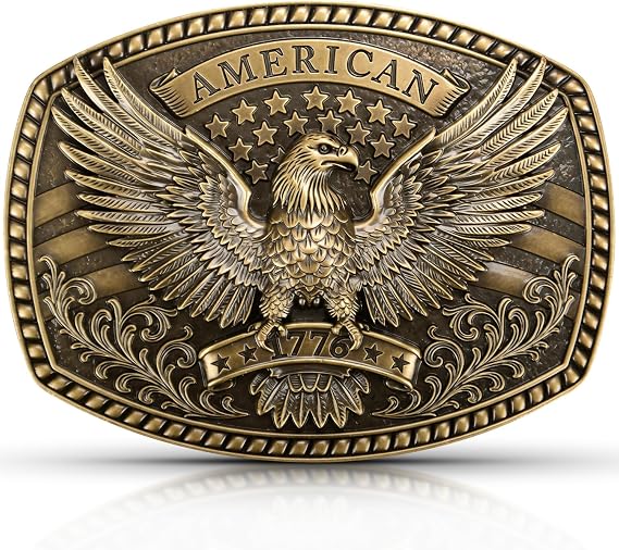 American 1776 Bald Eagle Belt Buckle - Patriotic Western