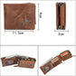 Vintage Crazy Horse Leather Tri-Fold Men’s Wallet with Zipper Coin Purse