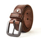 Natural Leather Belt with Matte Metal Buckle
