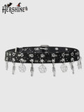 Women's Black Pentagram Eye Y2K Punk Western Leather Belt