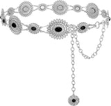 Women's Boho Concho Chain Waist Belt – Silver