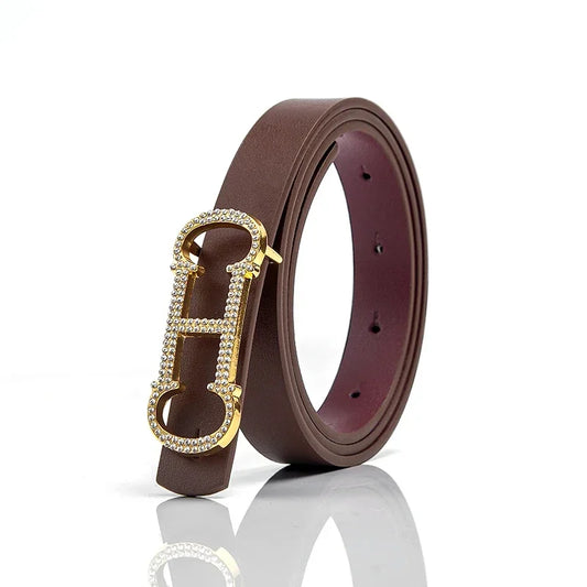 Women's Designer Split Western Leather Belt - Fashion Alloy Buckle for Jeans & Dresses
