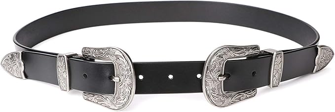 Women's Double Buckle Western Belt – Vintage Leather