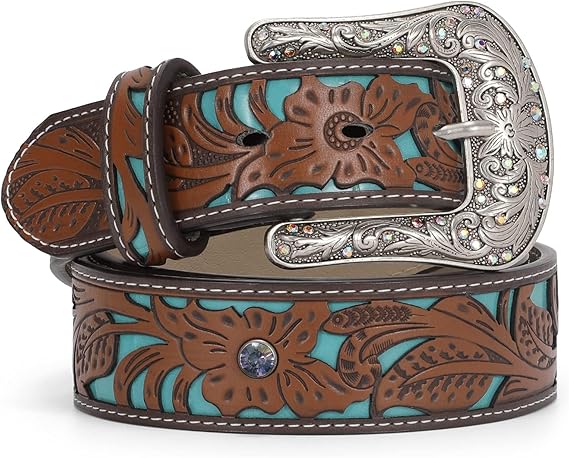 Women's Cowgirl Bling Belt – Turquoise & Rhinestone
