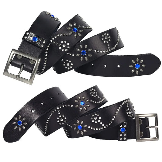 Vintage Western Punk Belt for Women – Rhinestones & Studs