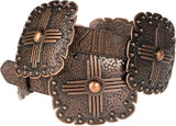 Women's Floral Embossed Leather Belt – Square Conchos