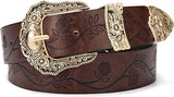 Women's Vintage Western Belt – Gold Floral Buckle