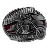 Men's Western Live To Ride Longhorn Bull Motorcycle Alloy Belt Buckle
