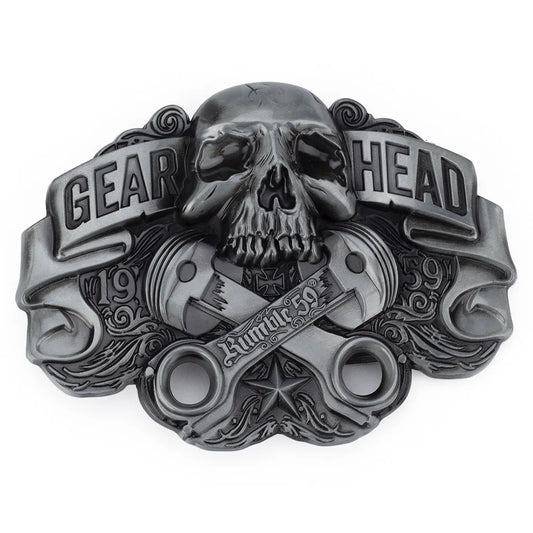 Western Skull Novelty Belt Buckle for Men & Women - Zinc Alloy Piston Design