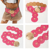Women's Colorful Disc Western Belt - Vintage PU Leather Dopamine Style