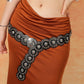 Boho Y2K Western Chic Belt - Wide Geometric PU Leather for Skirts & Pants