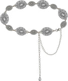 Women's Western Concho Chain Belt – Silver & Turquoise