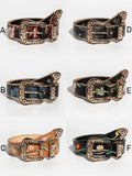 Women's Vintage Western Floral PU Leather Belt - Embossed & Embroidered