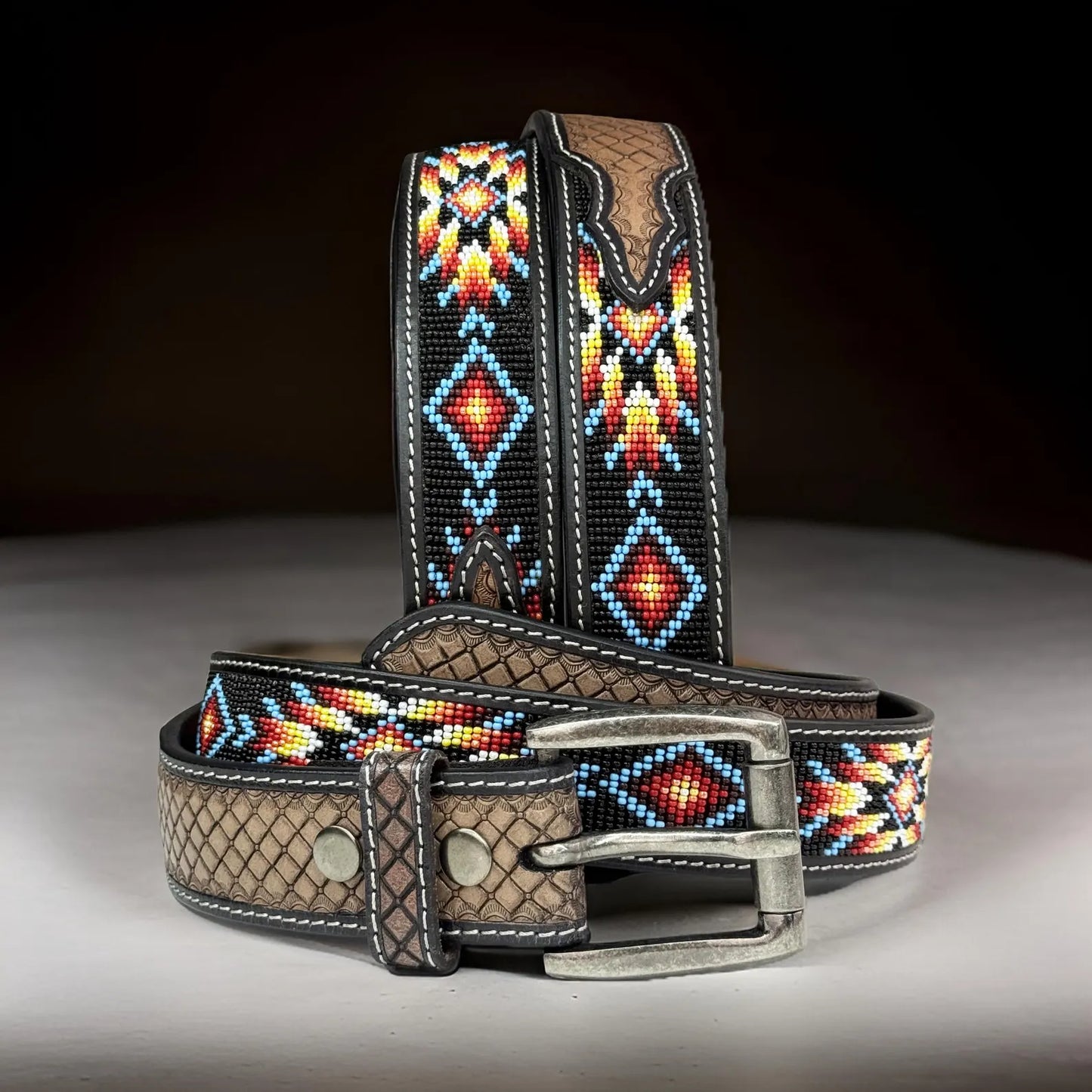 Full Grain Leather Western Belt – Eagle Tooled Design