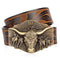 Western Men's Cowhide Leather Belt - Longhorn Buckle Statement
