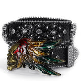 Designer Rhinestone Studded Western Belt for Men & Women – PU Leather Bling
