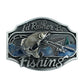 Western Cowboy "I'd Rather Be Fishing" Enamel Belt Buckle for Men