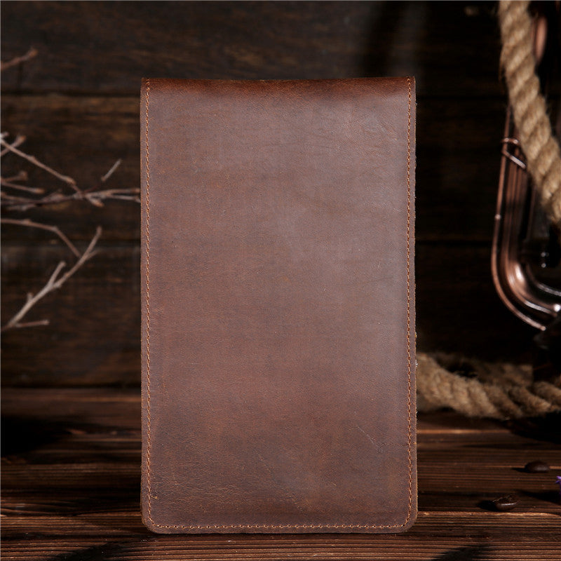 Men's Long Leather Wallet – Crazy Horse Cowhide Card Holder, Phone & Money Bag with 18 Card Slots