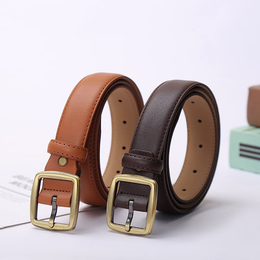 Elegant Cowhide Leather Casual Belt for Men & Women