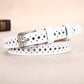 Premium Cowhide Leather Casual Belt for Women with Sleek Metal Buckle – Slim 1.3cm Width, Adjustable Fit, and Classic Color Options for Everyday Style