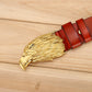 Western Men’s Leather Belt with Eagle Head Buckle