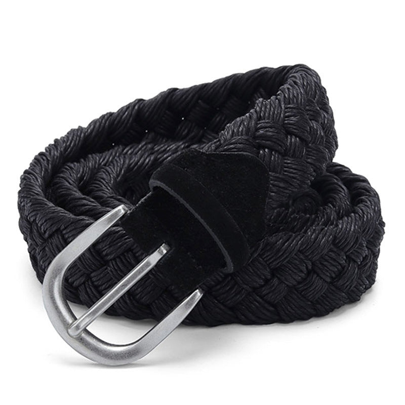 Men’s Suede Woven Canvas Golf Belt with Alloy Square Buckle