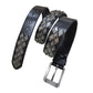 Unisex Rivet Leather Belt with Alloy Square Buckle