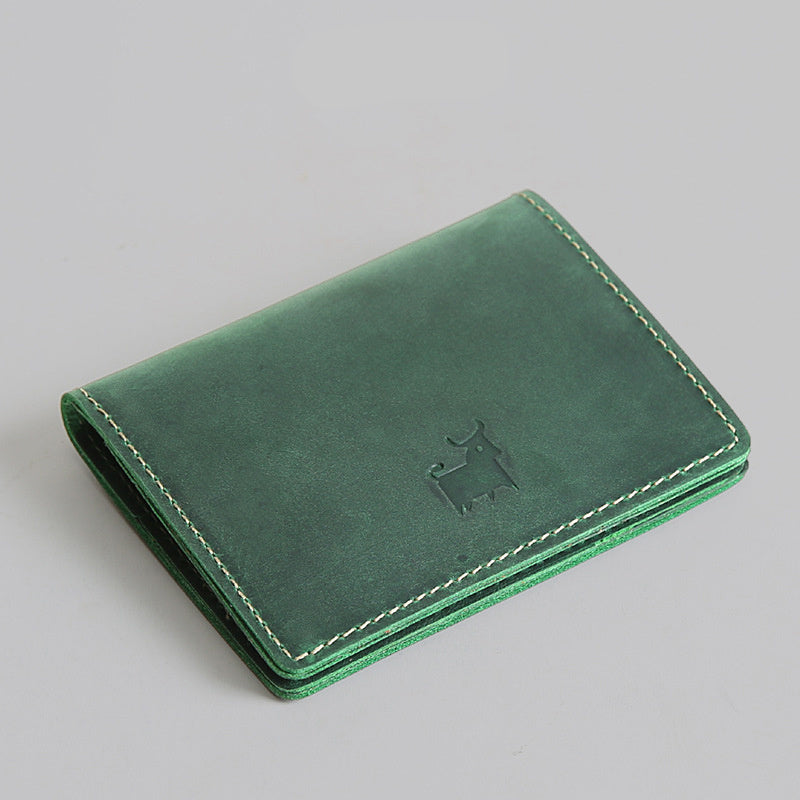 Men’s Genuine Cowhide Leather Card Holder Wallet – Mini Slim & Thin, No Zipper Closure