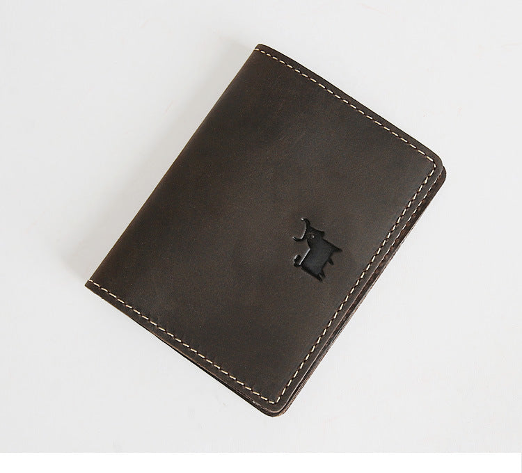 Men’s Genuine Cowhide Leather Card Holder Wallet – Mini Slim & Thin, No Zipper Closure