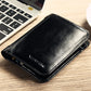 Men’s Genuine Leather Trifold Wallet – No Zipper, Coin Pocket, Slim & Compact Design in Black & Brown