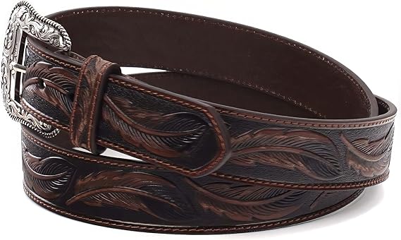 Men's Feather Embossed Leather Belt – Exchangeable Buckle