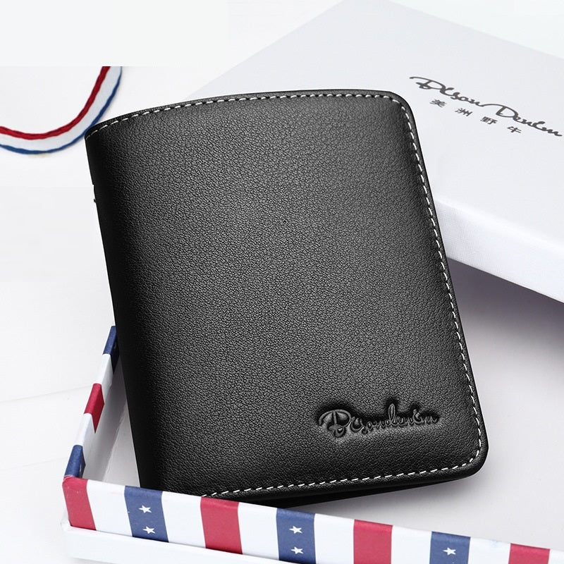 Men’s Short Genuine Leather Ultra-Thin Slim Wallet | Soft Business Style