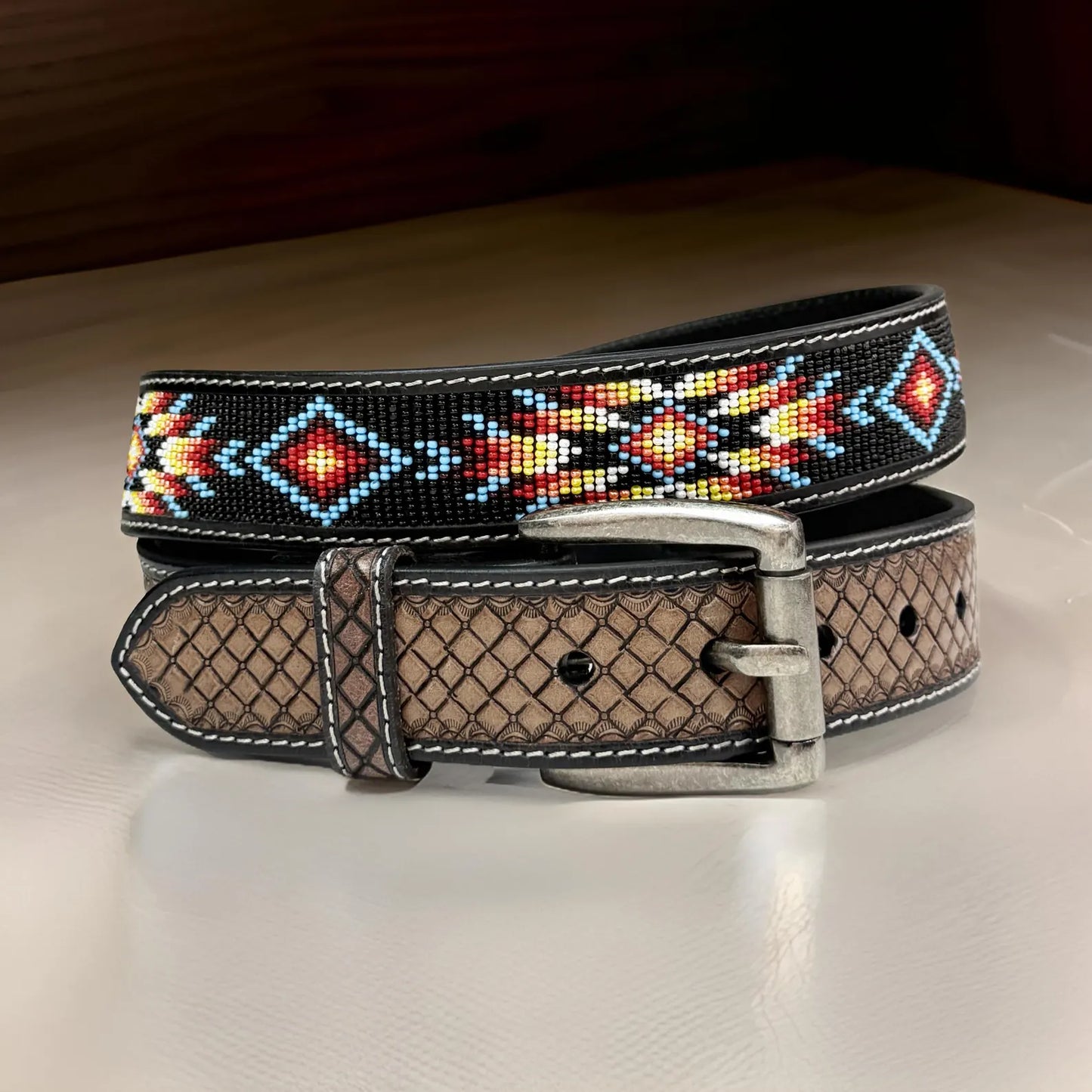 Full Grain Leather Western Belt – Eagle Tooled Design