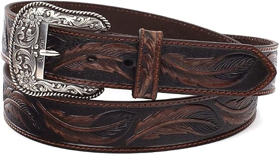 Men's Feather Embossed Leather Belt – Exchangeable Buckle
